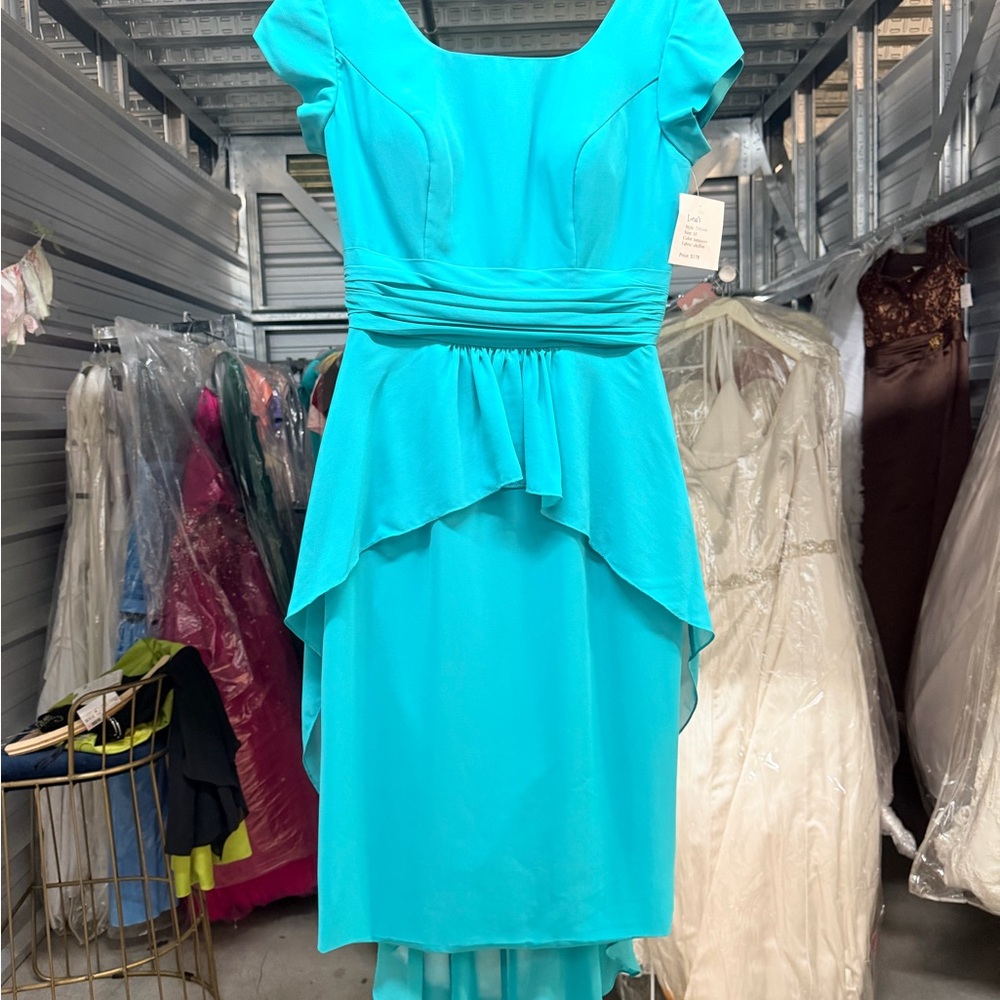 Chic High-Low Turquoise Dress